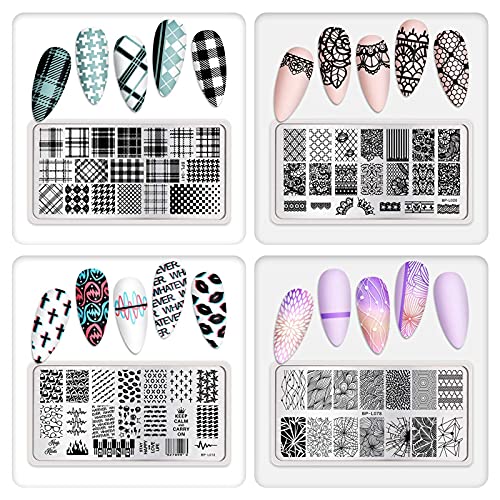 Plaid Flowers and Lace Stamping Plates