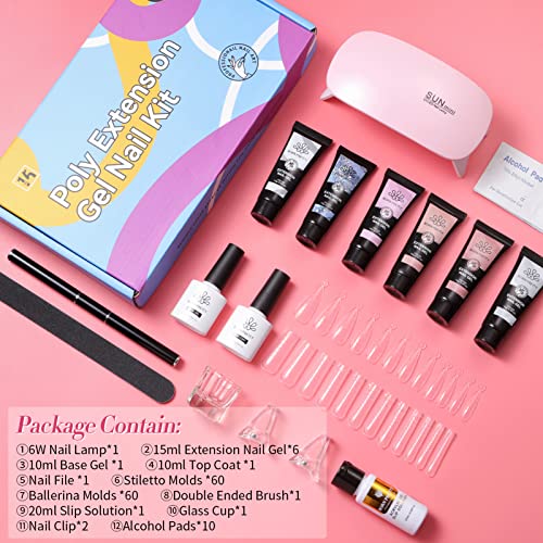 Poly Nail Extension Gel Kit 6 Colors