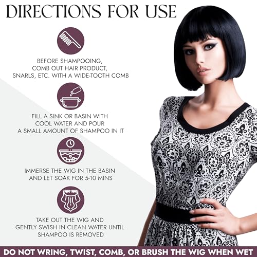 Non Static Wig Shampoo for Synthetic & Human Hair, 16 Fl Oz