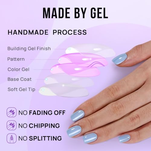 Press On Nails, Ocean Glazed, Short Square, Blue Chrome