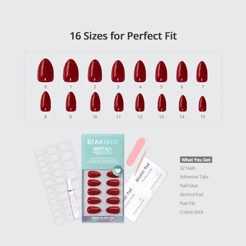 Press On Nails, Power Suit, Short Almond, Bright Red Summer