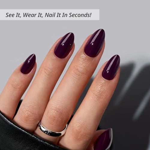Press On Nails, Poison Potion, Short Almond, Dark Purple