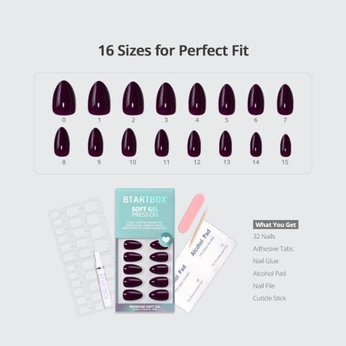 Press On Nails, Poison Potion, Short Almond, Dark Purple