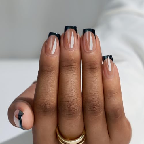 Halloween Press On Nails, Short French Tip Nails, 30Pcs Full Kit