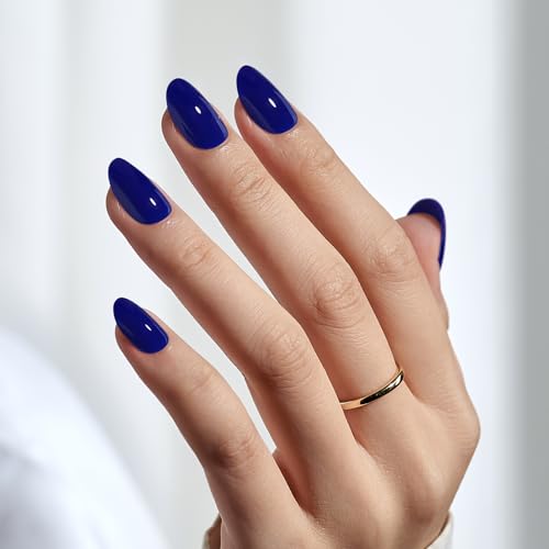 Press On Nails, Mystic, Short Oval, Navy Blue