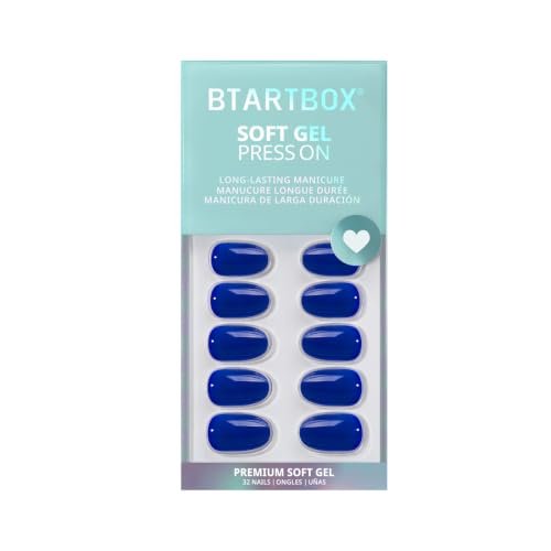 Press On Nails, Mystic, Short Oval, Navy Blue