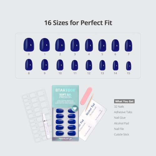Press On Nails, Mystic, Short Oval, Navy Blue