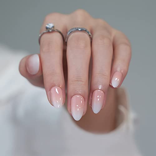 Press On Nails, Vanilla Cream Almond, Medium Almond, Ombre, 32Ct