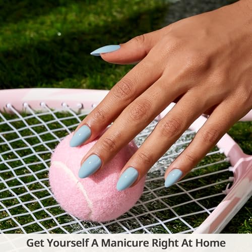 Press On Nails, Sky Dash, Short Almond, Summer Baby Blue