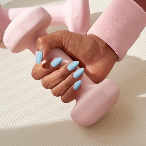 Press On Nails, Sky Dash, Short Almond, Summer Baby Blue