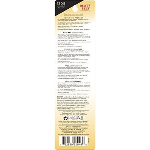 Mascara, Burt's Bees Lengthens Lashes, 100% Natural Makeup, Classic Black