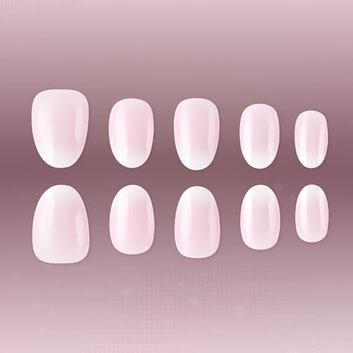 Almond Press On Nails Short Fake Nails Pink White Gradient False Nails