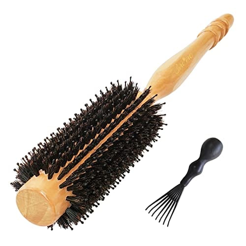 Boar Bristle Wood Round Brush for Short Hair