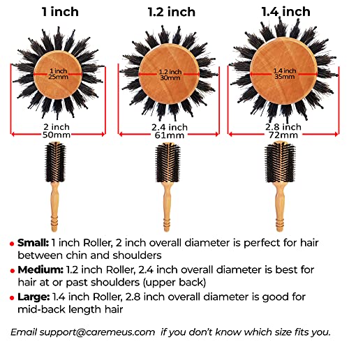 Boar Bristle Wood Round Brush for Short Hair