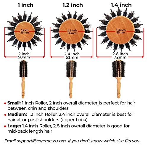 Boar Bristle Wood Round Brush for Short Hair