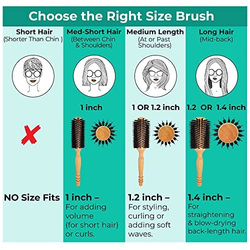 Boar Bristle Wood Round Brush for Short Hair