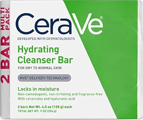 Hydrating Cleanser Bar, Soap-Free Face & Body Cleanser, 2-Pack