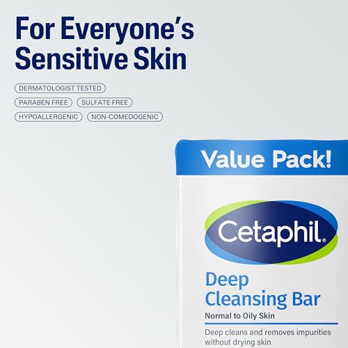 Deep Cleansing Face & Body Bar Soap, Sensitive Skin Care, 3 ct