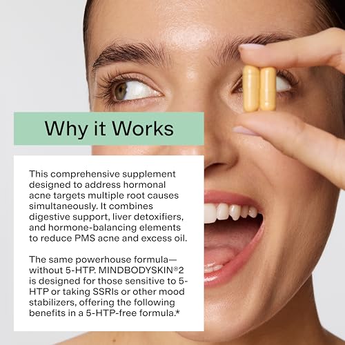 MINDBODYSKIN Hormonal Acne Supplement (No 5-HTP) - Natural DIM Supplement - Skin Care Vita