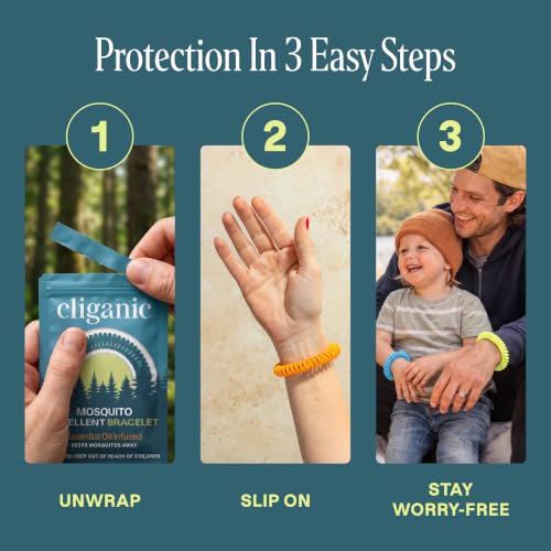 10 Pack Mosquito Repellent Bracelets for Adults & Kids - Natural DEET-Free Bands