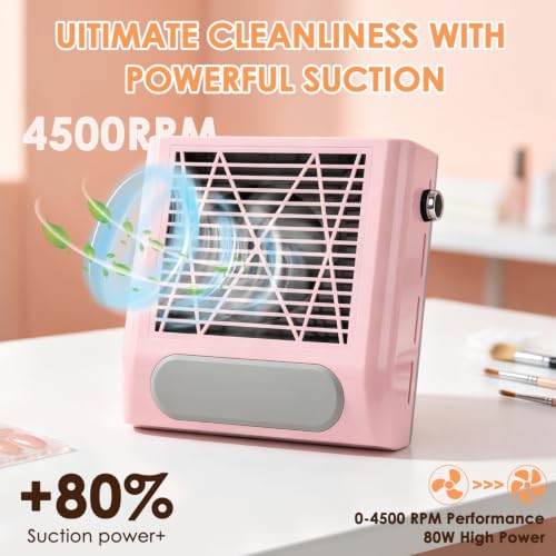 Nail Dust Collector for Acrylic Nails Vacuum 4500RPM Adjustable