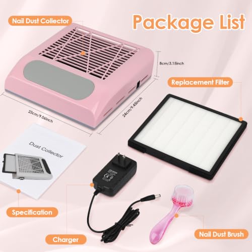 Nail Dust Collector for Acrylic Nails Vacuum 4500RPM Adjustable