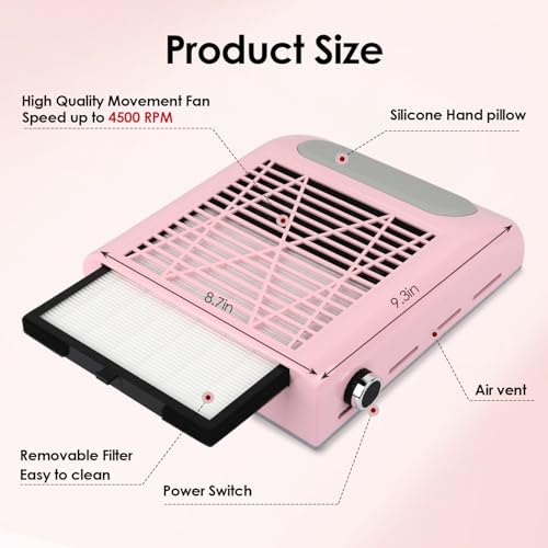 Nail Dust Collector for Acrylic Nails Vacuum 4500RPM Adjustable