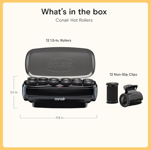 Jumbo Hot Rollers Set 1.5 Inch Rollers with Super Clips 12-Count