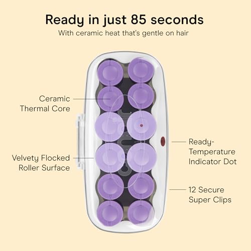 Ceramic Hot Rollers 1.75 Inch 1.5 Inch Lavender 12 Count