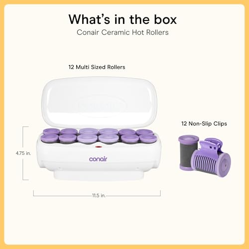 Ceramic Hot Rollers 1.75 Inch 1.5 Inch Lavender 12 Count