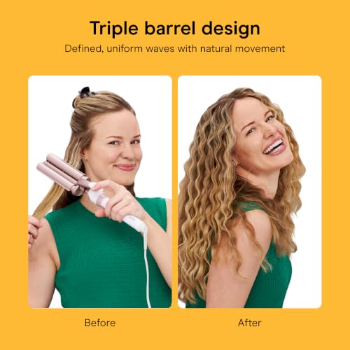 Curling Iron Waver Hair Tool Triple Barrel White Rose Gold