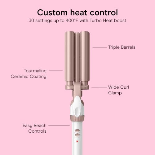 Curling Iron Waver Hair Tool Triple Barrel White Rose Gold