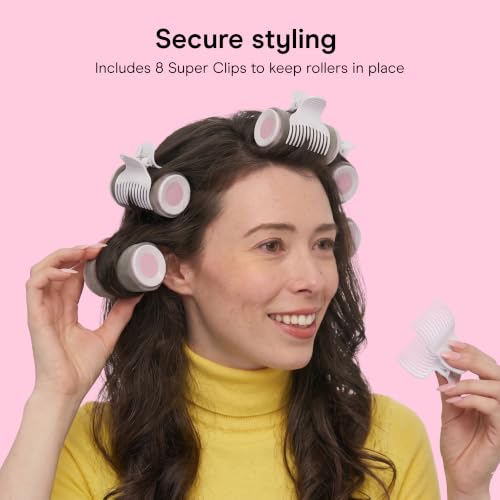 Jumbo Hair Rollers Ceramic 2 Inch Rollers 8 Count Pink