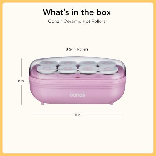 Jumbo Hair Rollers Ceramic 2 Inch Rollers 8 Count Pink