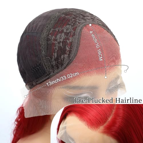 Fiery Red 26 Inch Long Wavy Lace Front