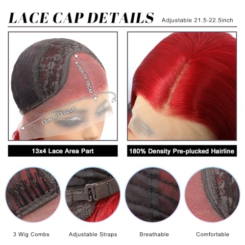 Fiery Red 26 Inch Long Wavy Lace Front