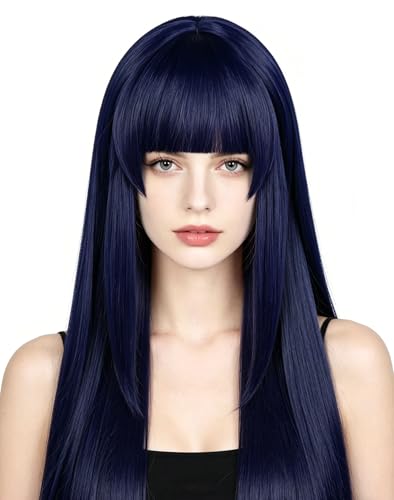 Navy Blue Long Straight Cosplay Wig