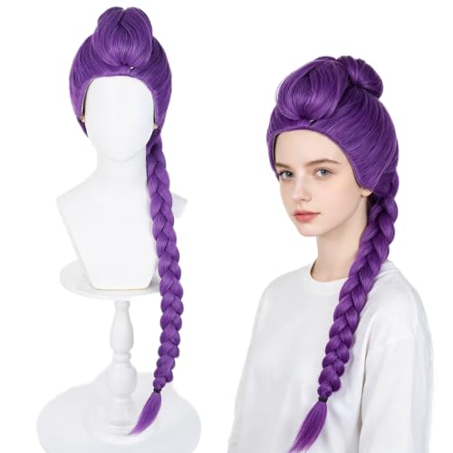 Purple Long Braided Cosplay Wig