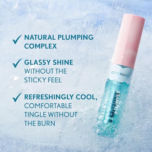 Clean Fresh Yummy Plumper Lip Gloss, 820 Pixie Dust, Plumper, Shiny, Vegan Formula, Easy to Apply, Minty Flavor, 0.33oz