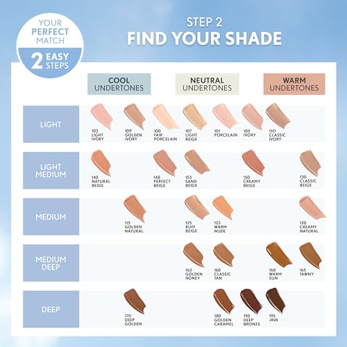 Clean Invisible Foundation Makeup, Dewy & Glowy Natural Finish, Buildable Coverage, Skin-Like Smooth Look, Vegan, Classic Ivory, 1oz
