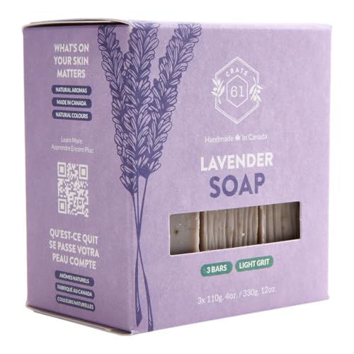 Crate 61, Natural Bar Soap, Vegan, Lavender, Handmade Soap With Premium Essential Oils, Cold Pressed Face And Body Bar For Men And Women (4 oz, 3 Bars) Lavender 3
