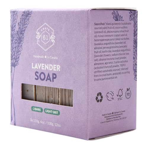 Crate 61, Natural Bar Soap, Vegan, Lavender, Handmade Soap With Premium Essential Oils, Cold Pressed Face And Body Bar For Men And Women (4 oz, 3 Bars) Lavender 3