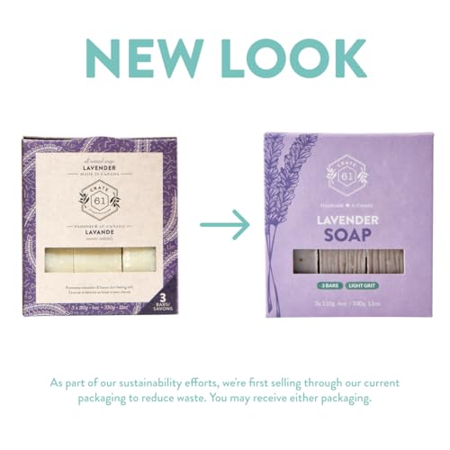 Crate 61, Natural Bar Soap, Vegan, Lavender, Handmade Soap With Premium Essential Oils, Cold Pressed Face And Body Bar For Men And Women (4 oz, 3 Bars) Lavender 3