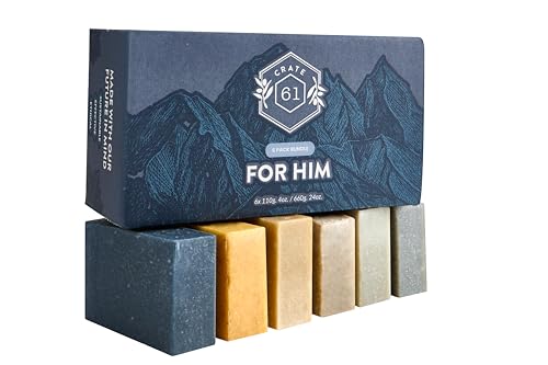 , Handmade in Canada, Plant Based Cold Process Natural Bar Soap, With Premium Essential Oils, Dry Skin, Pack of 6 (For Him)