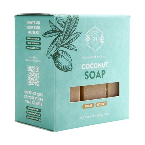 , Handmade Vegan Natural Bar Soap Cold Pressed For Face And Body, With Premium Essential Oils, For Men And Women 3 Pack (Coconut)