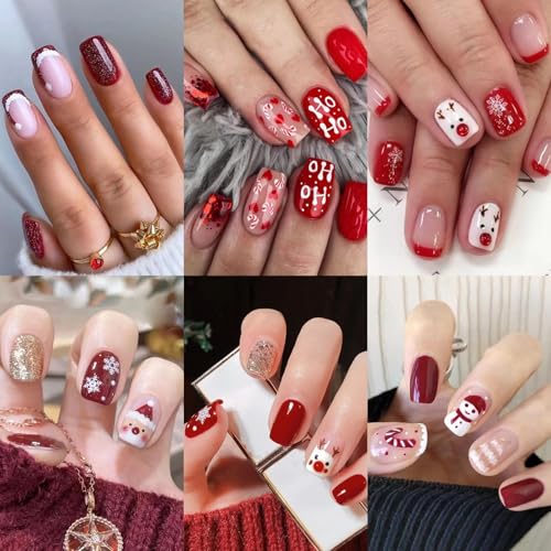 6 Packs (144 Pcs) Christmas Press on Nails