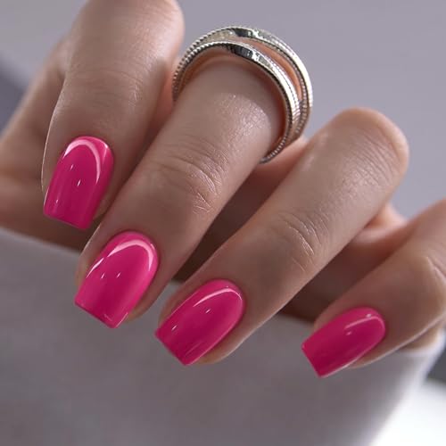 Press on Nails Short Square Acrylic Fake Nails with Apricot Design