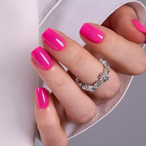 Press on Nails Short Square Acrylic Fake Nails with Apricot Design