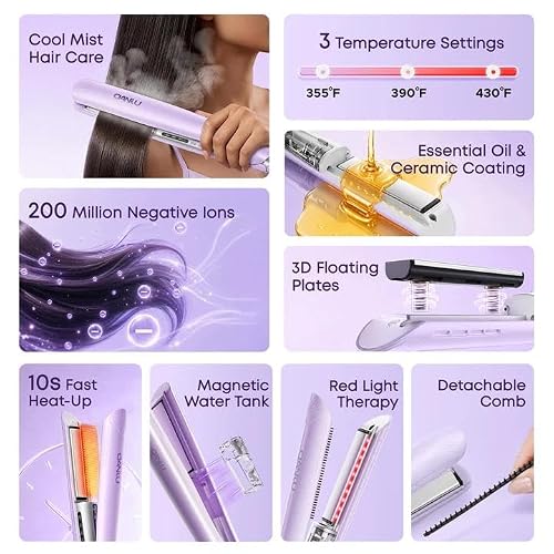 1 Inch Cool Mist Flat Iron Steam Hair Straightener