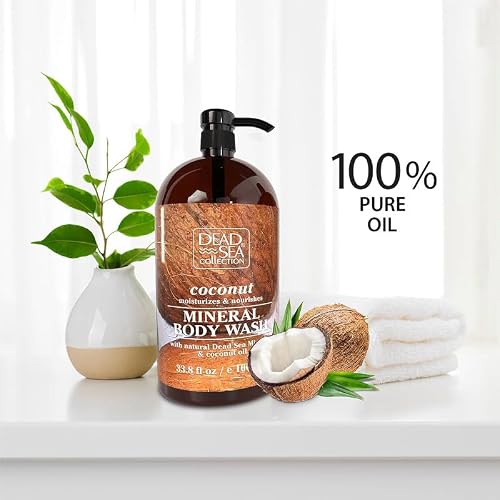 Coconut Body Wash for Women and Men - with Pure Dead Sea Minerals and Coconut Oil - Cleans